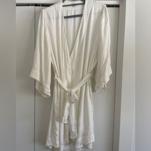 White Linen Bridal Robe - Never Work